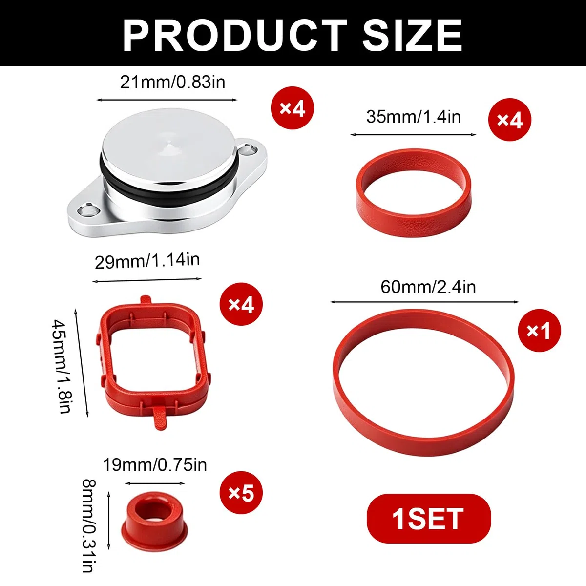 4 x 22mm Kit de supresión colector admisión, compatibile con M47 M47N M47TU M47TUD20 11612245439 para E46 E83 E60 E87 E83 E90 E91, juntas admision