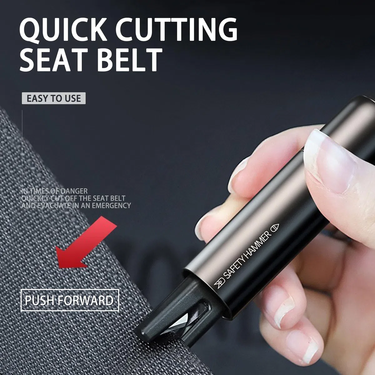 2 Piezas 2 en 1 Rompe Cristales y Cinturones, Martillo de Seguridad del Automóvil, Imprescindible para Romper el Coche de Vidrio, Martillo de Emergencia del Automóvil, Autobús (Negro + Rojo)