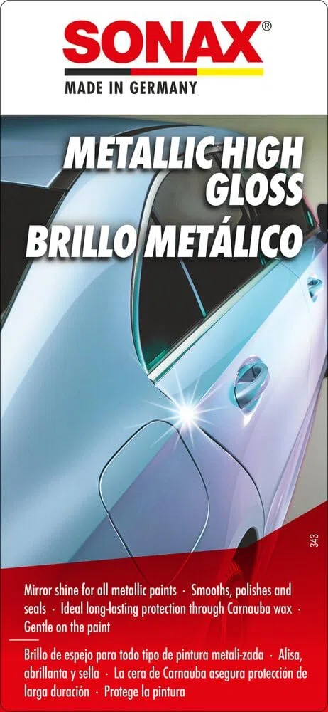 SONAX Pulimento metalizado alto brillo (500ml) limpia, pule, sella y abrillanta. Con cera de carnauba para una protección prolongada| N.° 03172000-544