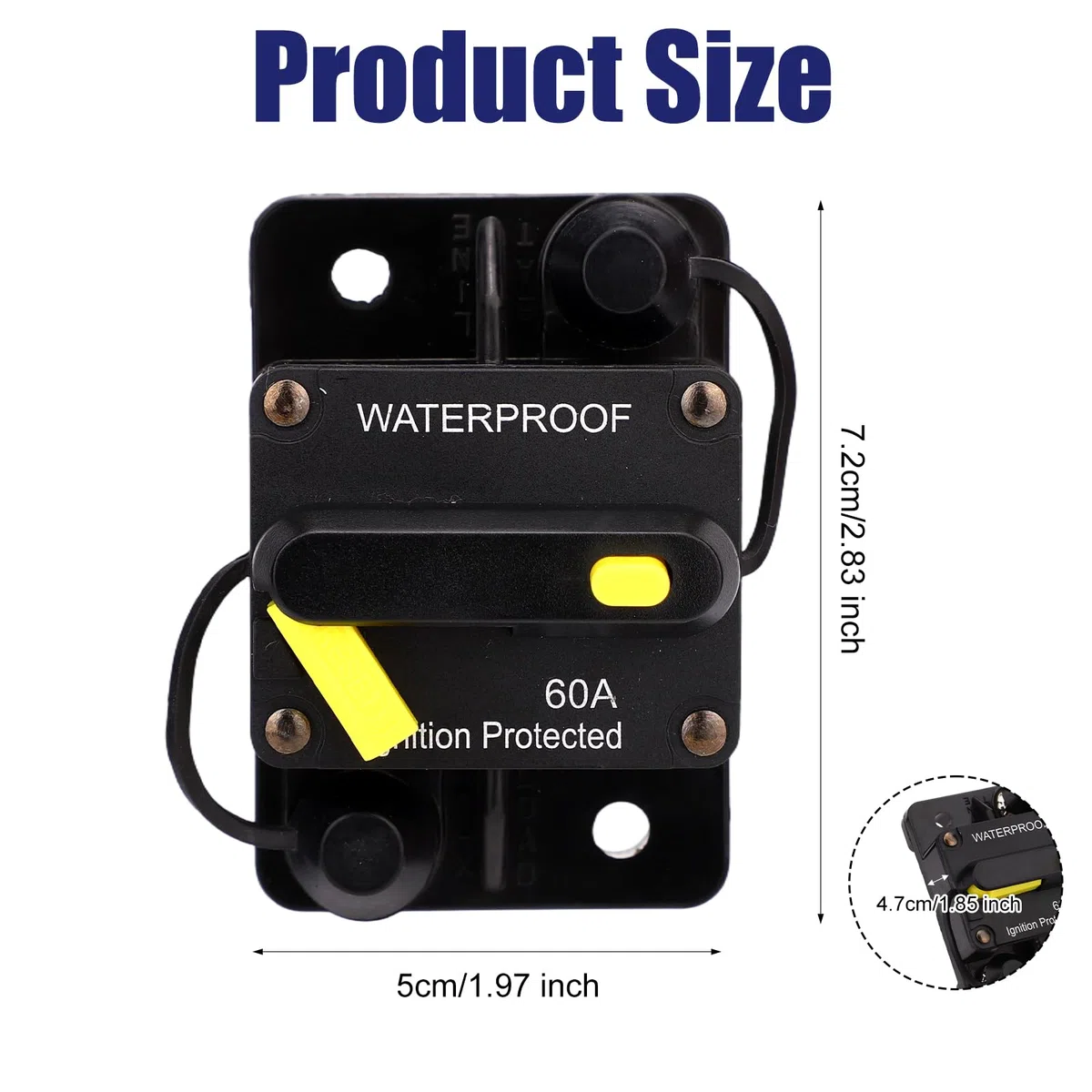 Disyuntor 1865115 MKR-27 para Minn Kota, Repuesto de Disyuntor Marino de 60 Amperios Compatible con Motores Eléctricos Pesca Arrastre Minn Kota 12 V/24 V/36 V/48 V