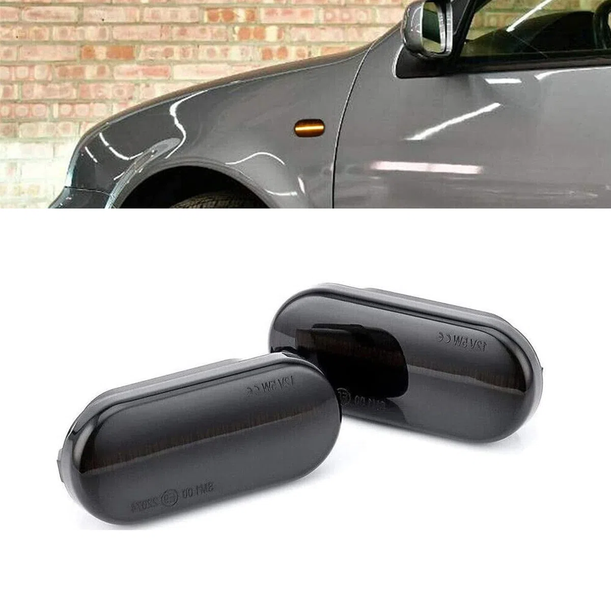 LED Intermitentes Laterales Dinamicos Amarillo ámbar Coche Luz Intermitentes Para VW Polo Bora Golf J-etta P-assat Sharan Vento Fiesta C-Max Focus Fusion Galaxy Ibiza Leon Skoda Octavia 1U (Negro)
