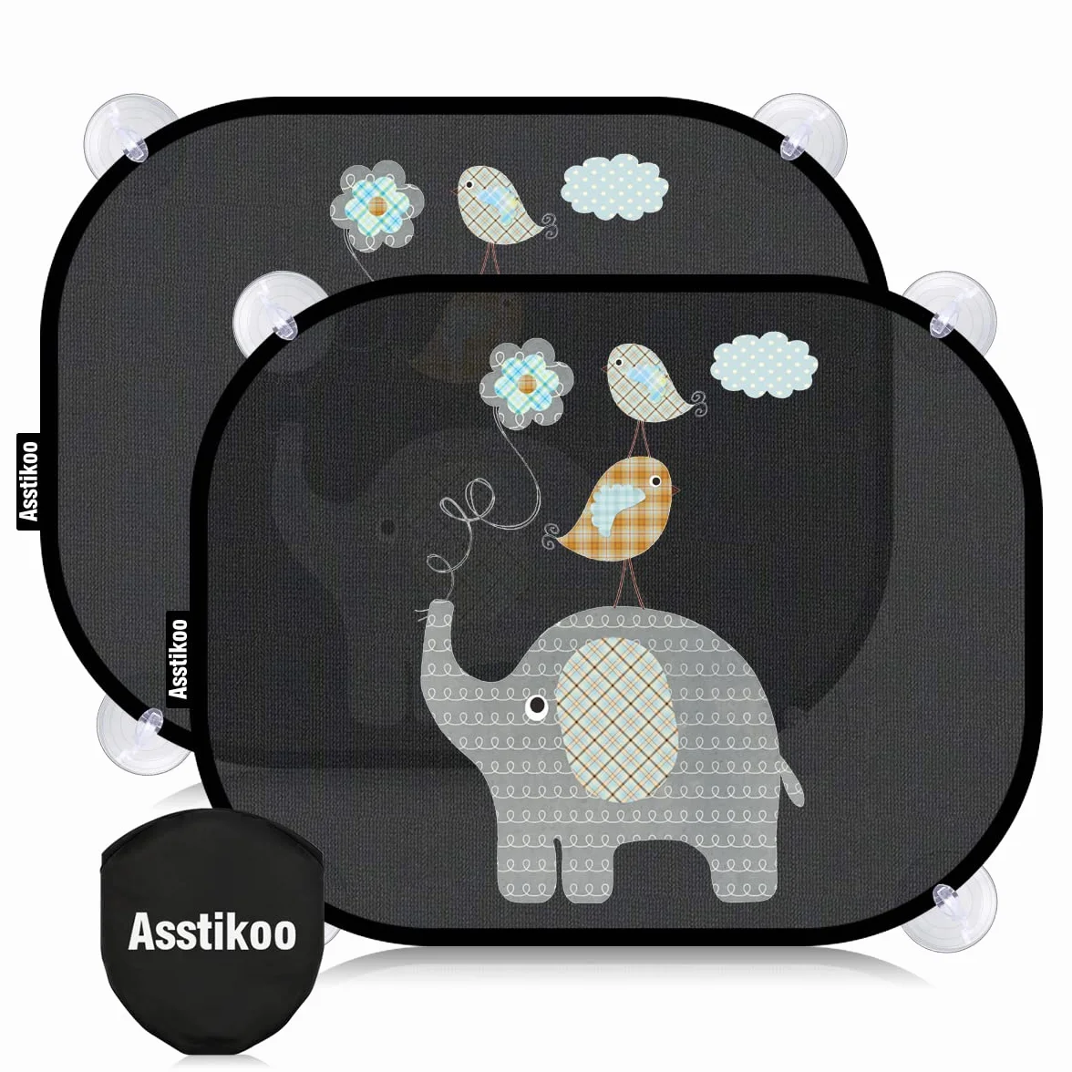 Protección solar para coche con protección UV, protección solar para ventana de coche, para niños con motivos de animales dulces, 45 x 35,5 cm, juego de 2 unidades