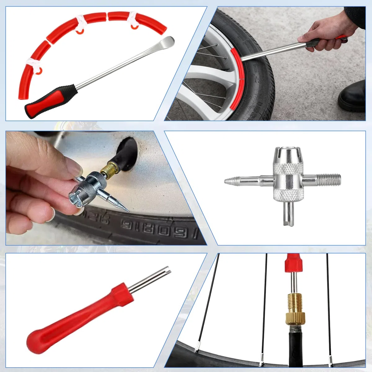 Cuchara de neumáticos, herramienta profesional de instalación de neumáticos, palanca de neumático de bicicleta, adecuado para motocicletas, bicicletas e instalación de neumáticos de coche, 30 piezas
