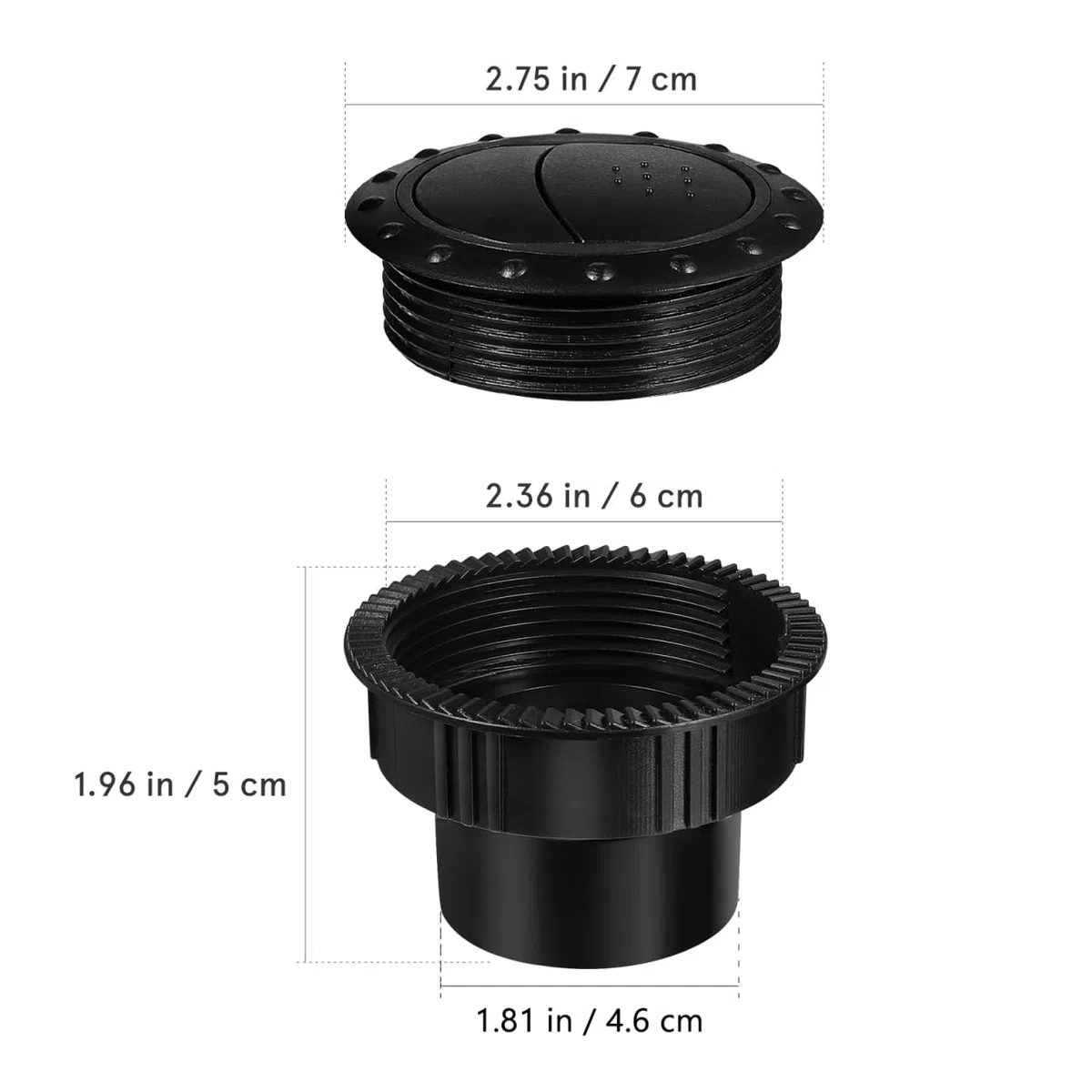 FAVOMOTO 60 mm Calefacción interior del coche A/ventilación cubierta salida, salpicadero, aire acondicionado, aire negro, salida redonda y Louvered Dash para remolques de autocaravanas