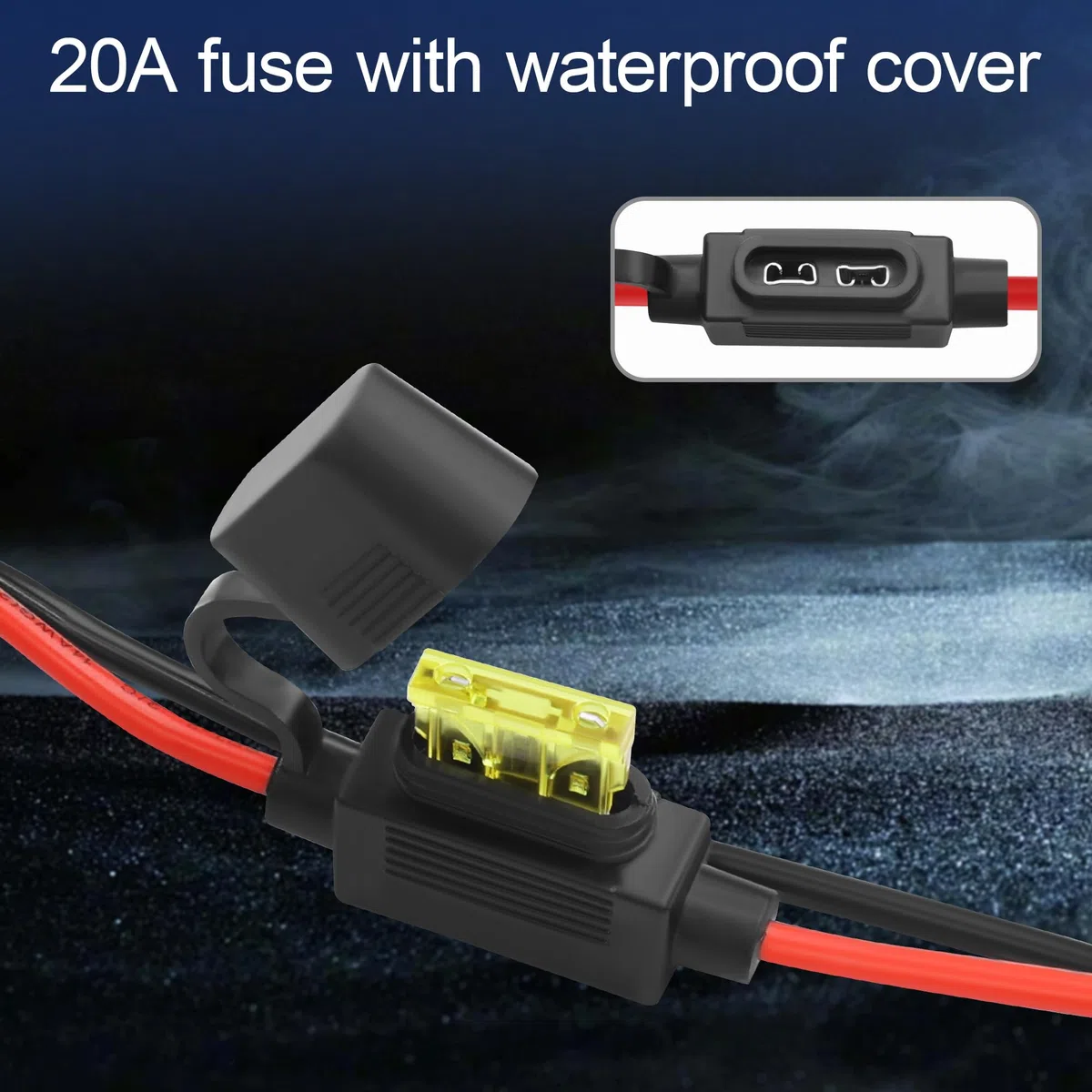 2 cables de extensión SAE, cable SAE de cargador de batería para cargadores inteligentes Genius, fusible de 20 A, cable conector impermeable de 12 V/24 V para motocicleta, ATV UTV, Harley