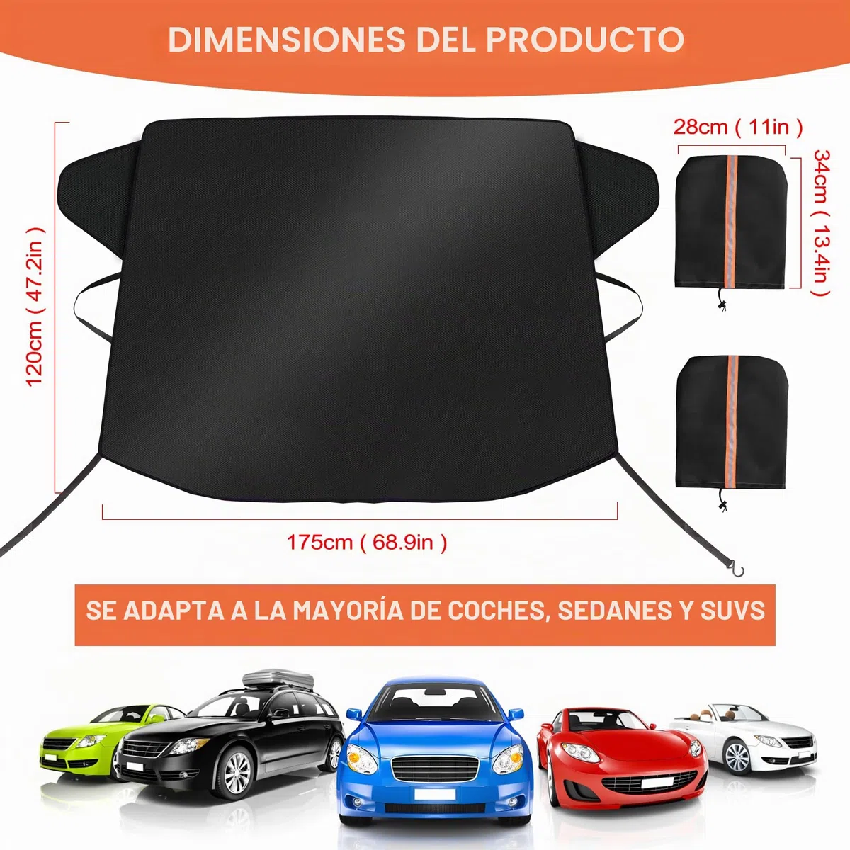 600D Protector de Parabrisas, Protector Parabrisas Coche, Cubierta del Parabrisas con Magnético,Parasol Coche Delantero, Funda Plegable Parabrisa Delantero, Protege de Hielo, Nieve, Lluvia
