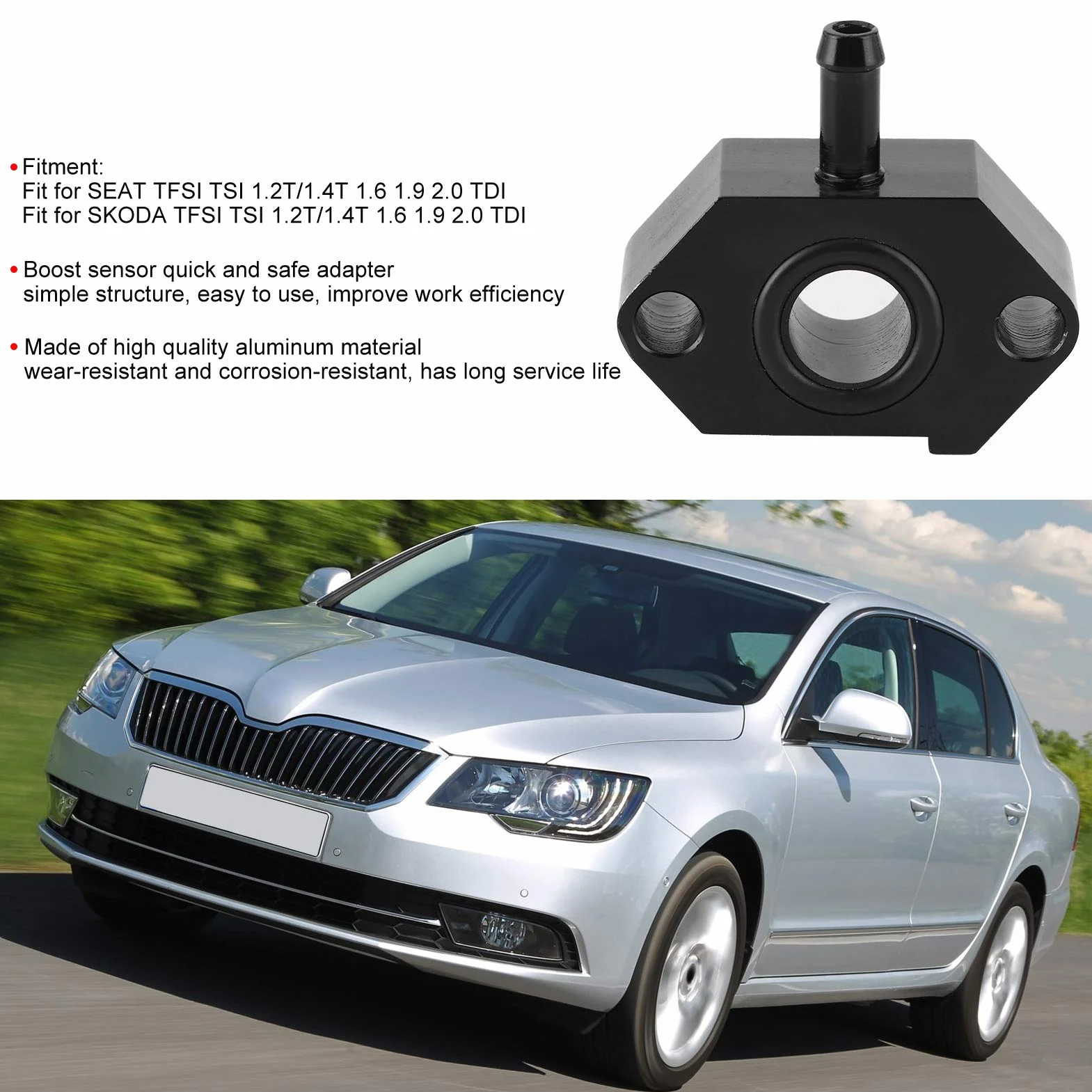 Adaptador de Sensor de Calibre Boost, Aluminio Vacío De Grifo Turbo Boost,Ajuste de para TFSI 1.2T / 1.4T 1.6 1.9 2.0 TDI