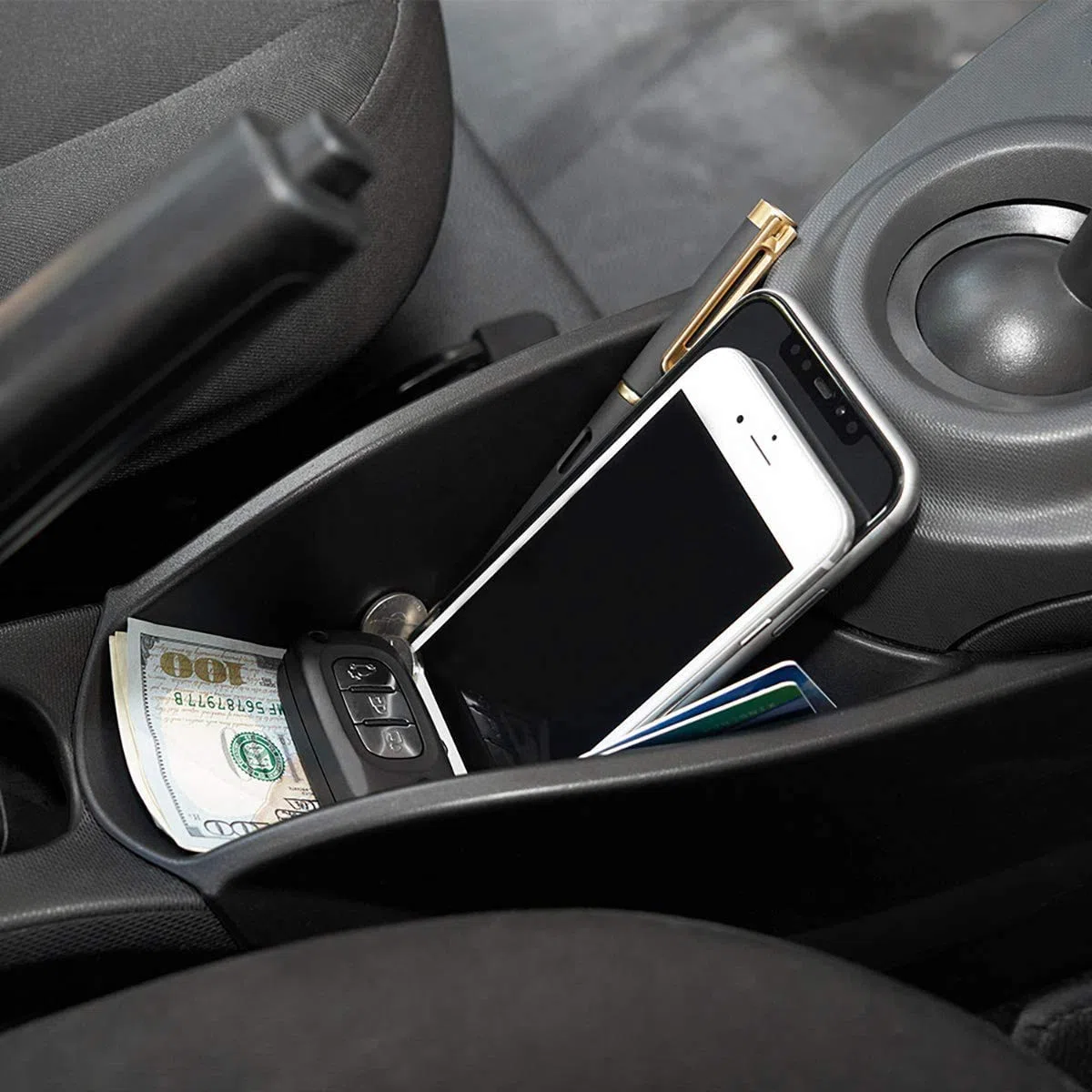 Caja De Almacenamiento De Consola Central para Smart 453 Fortwo/Forfour 2014-2019, Almacenamiento para TeléFonos Celulares, Llaves, Tarjetas, Monedas