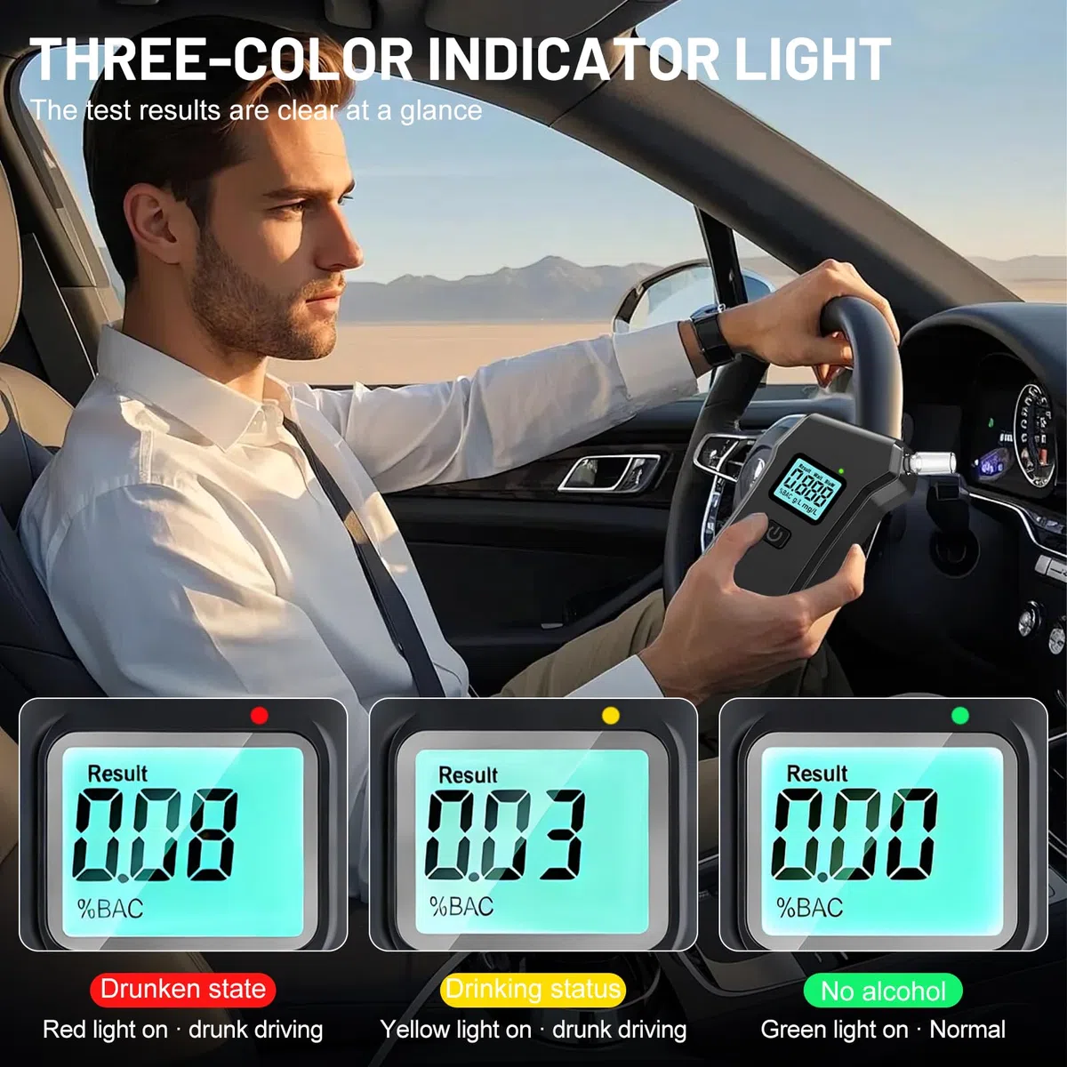 Alcoholímetro,Alcoholimetro Digital Homologado,Profesional Test Alcoholemia,con Pantalla LCD Digital Alta Precisión,25 Boquillas,Sensores Dobles Gran,para Uso Personal Profesional Hogar Sople