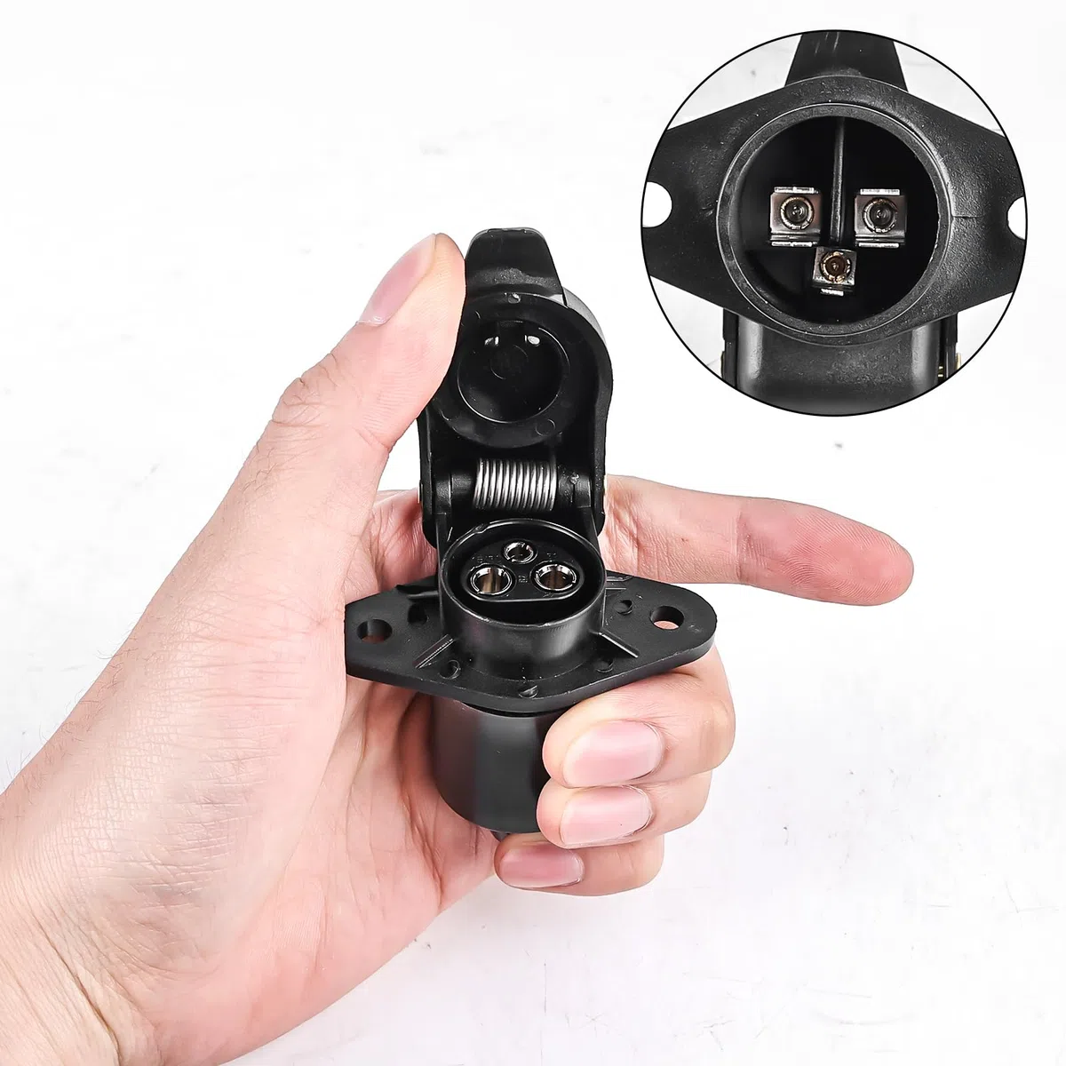 5 unidades de enchufe de 3 polos para remolque, 12 V, 3 pines, enchufe plano de tres polos, adaptador de tres polos para camiones, caravanas, tractores, remolques, maquinaria agrícola