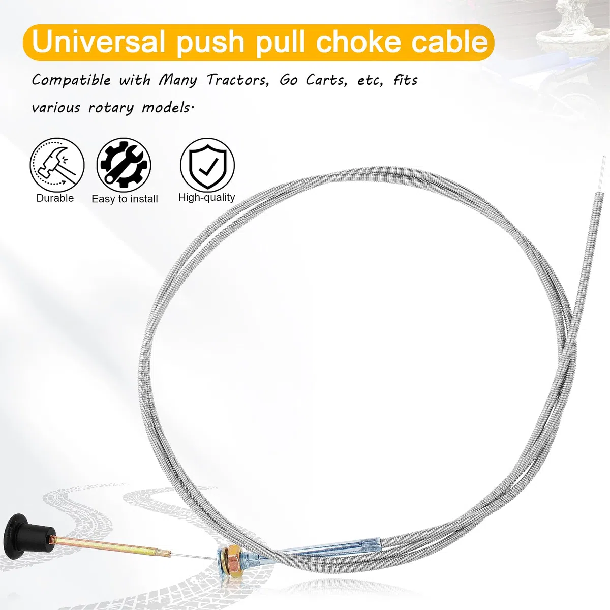 Universal Push Pull Choke Cable de control para tractor Go Cart Kart Varios modelos rotativos 237 703971 290831 63"Interior 60" Conducto 2-3/4 Recorrido