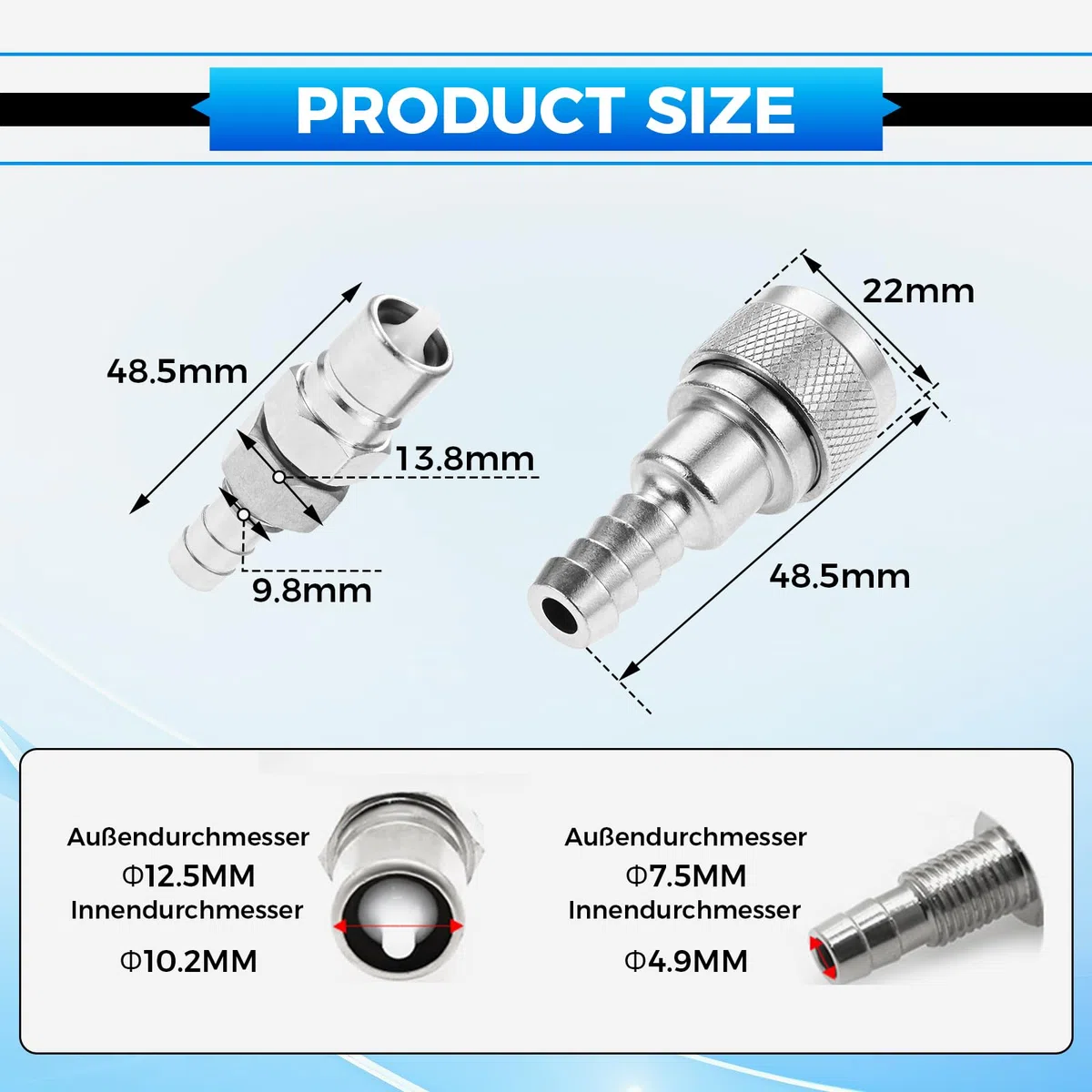 Conexión de combustible fueraborda, conector de línea de combustible macho hembra 3B2 70250 para motores fueraborda de 2 y 4 tiempos 5 PCS hasta 90 PCS, con tuerca