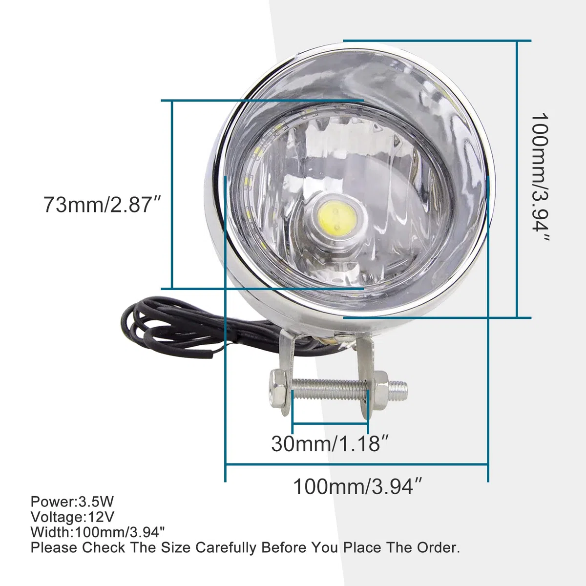 GOOFIT cromo motocicleta faro lámreemplazo para de cabeza con copia de seguridad Indicador Luz Integrado reemplazo para Scooter ATV Cruiser Chopper