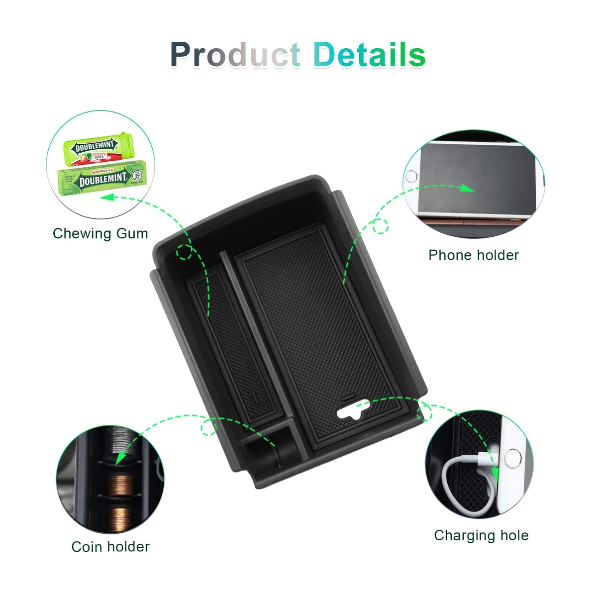 GAFAT Compatible con Skoda Kodiaq 2017-2023/ Karoq 2017-2024 Caja de Almacenamiento para Consola Central, Karoq 2024 Reposabrazos Organizador para la Guantera, Kodiaq Accesorios (Negro)