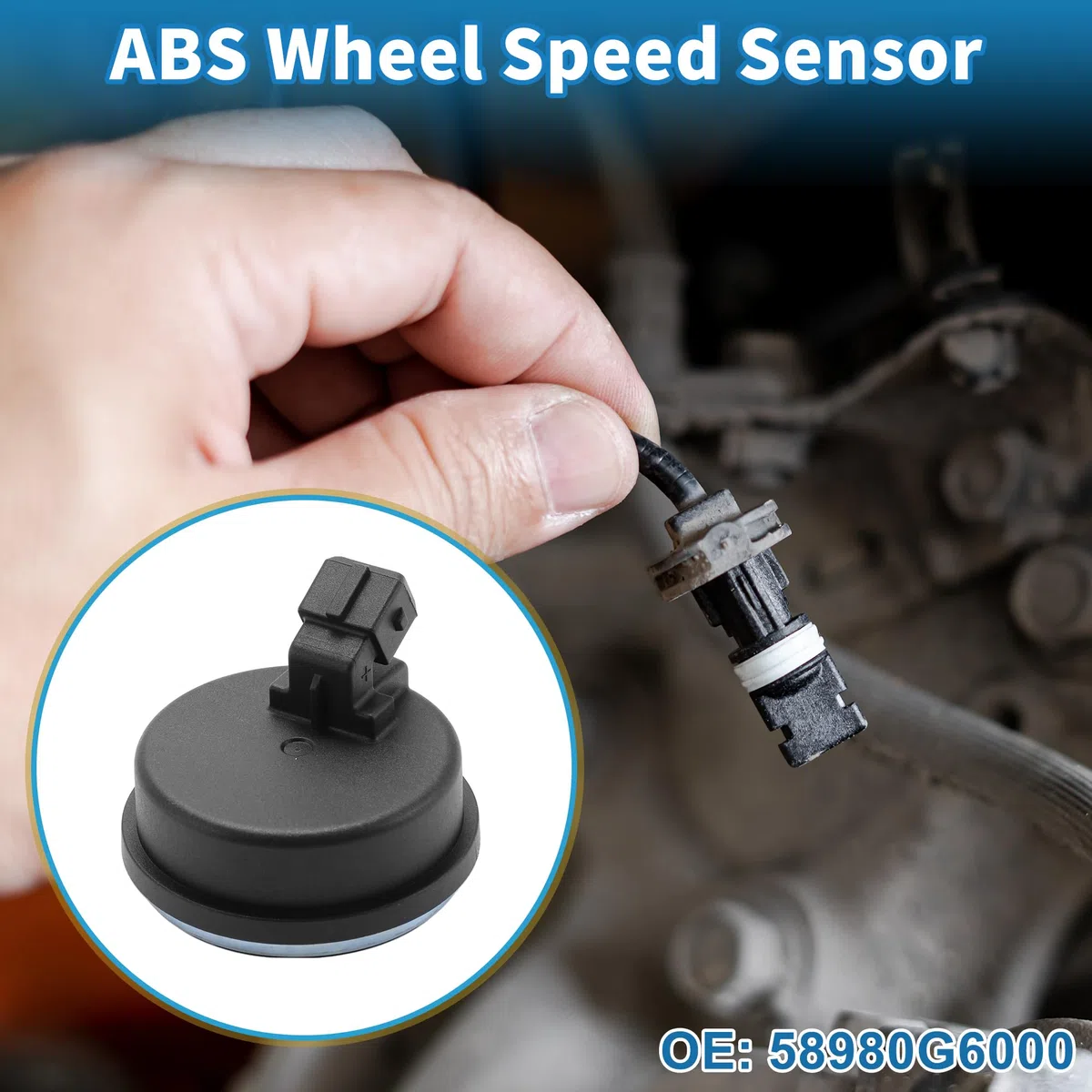 A ABSOPRO Sensor Velocidad Abs Trasero Para Kia Picanto 17-20 1Pc | Posición: Trasera Izquierda Derecha, Material: Plástico, Metal, Caucho, Número Oe: 58980G6000