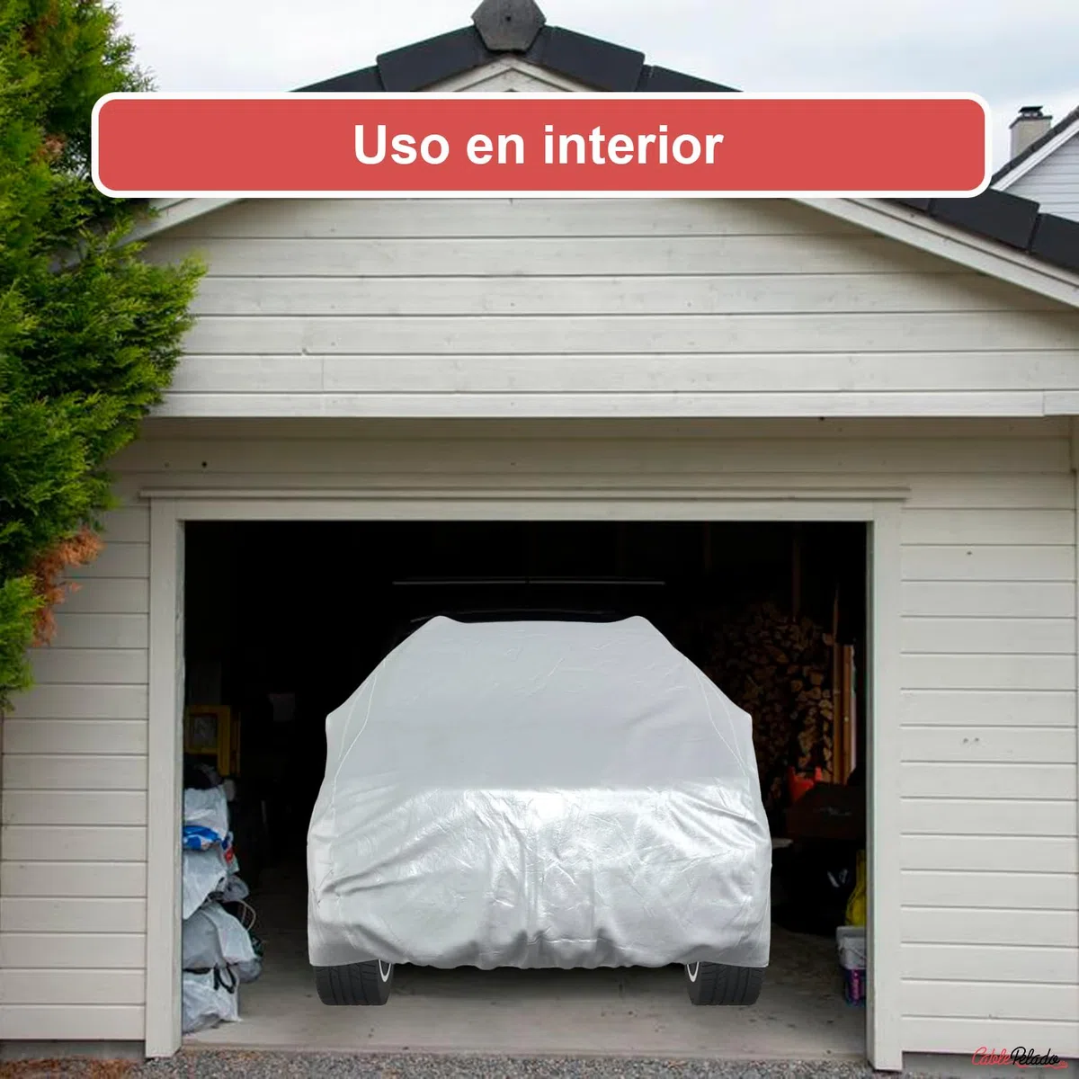 CABLEPELADO - Funda Ligera para Coche Talla XXL (580x175x120 cm) | Cubierta Impermeable Anti-UV y Antipolvo | Polietileno 210D para Garaje y Uso Polivalente