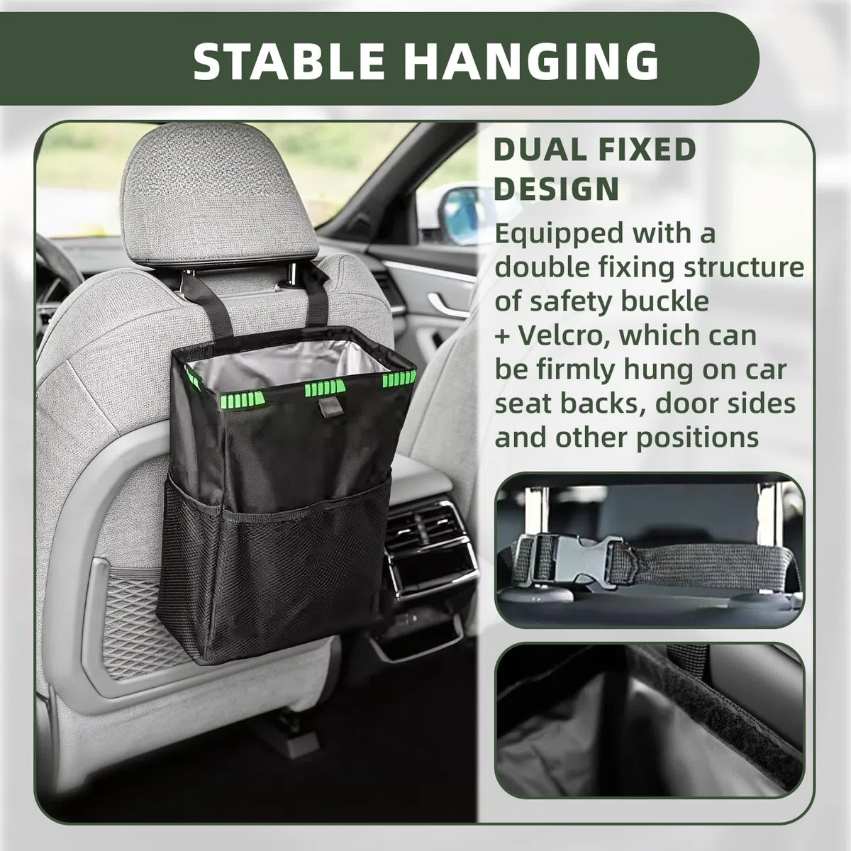 Papelera Coche,Plegable Basura Coche con 50 Bolsas de Basura,Car Accessories para Coche Oficina Hogar, Impermeable y Maloliente Multipropósito Portátil（35 * 26 * 15CM）
