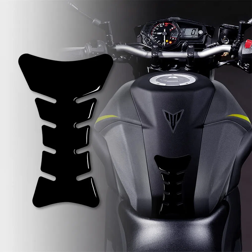 Protección 3D para tanque de motocicleta, deporte, negro brillante, 18 CM