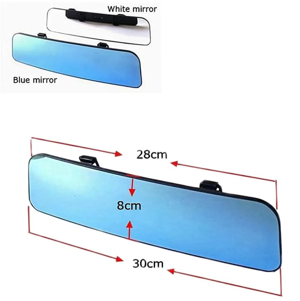 Espejo Retrovisor Antideslumbrante con Correa en el Interior del Vehículo de 30 * 8 cm, Espejo Retrovisor Panorámico Gran Angular para Automóvil, SUV y Camionetas