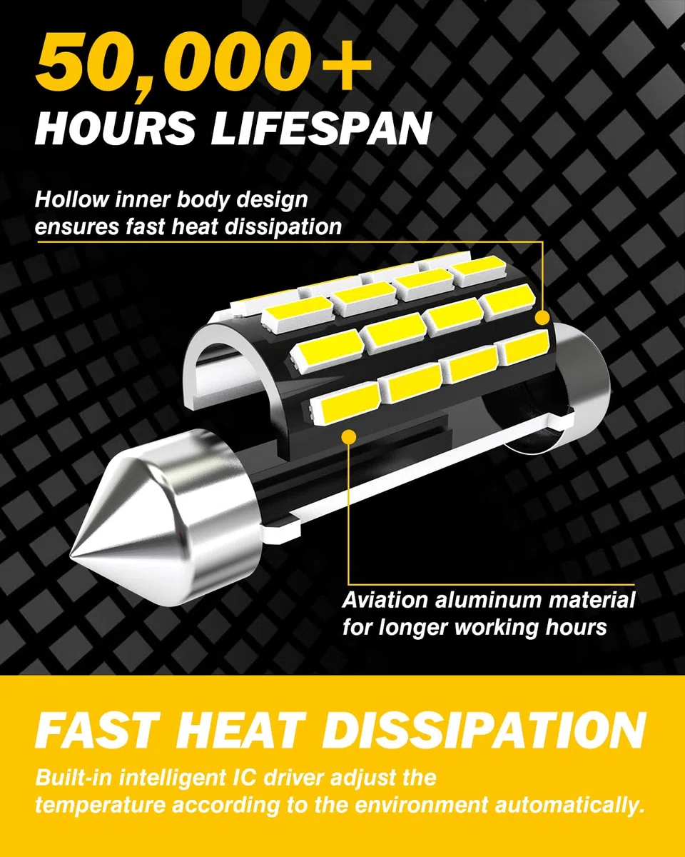 41mm 42mm Festoon C5W LED Bombillas 6500K Blanco 12V 24V 578 Luces LED Interior para Coche 4014 24SMD Canbus Sin Errores Luz Mapa Matrícula Maletero Guantera Puertas, 4 Piezas