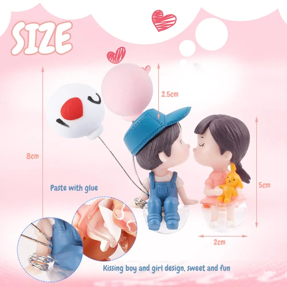 Decoración de Coche,Bonito Adorno de Coche para Pareja,Figura de Muñeca de Globo de Coche,Adornos Lindos para Parejas de Besos,Estatua de Pareja para Coche,Hogar
