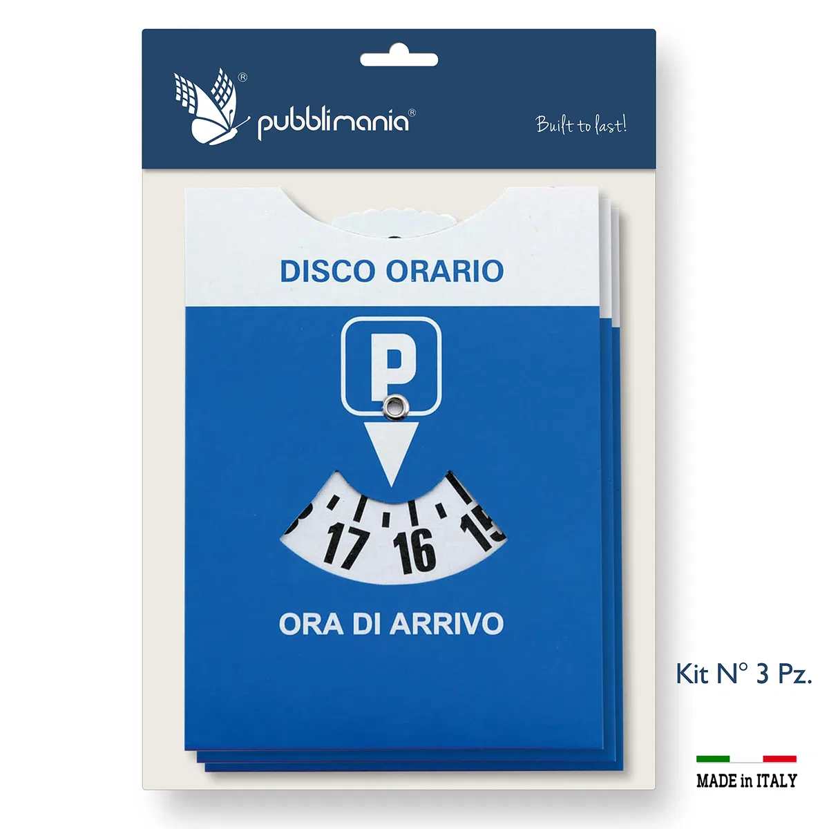 pubblimania Disco horario Maxi con bolsa transparente protectora de PVC 11 x 14 cm (3 discos horarios)