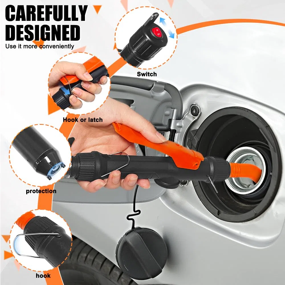 Bomba de Batería Portátil Gasolina,Bomba de Transferencia de Combustible Eléctrica,Bomba de Sifón de Líquido Eléctrica de Mano 2.4 GPM(para diámetro de apertura> tanque de combustible de 30 mm)