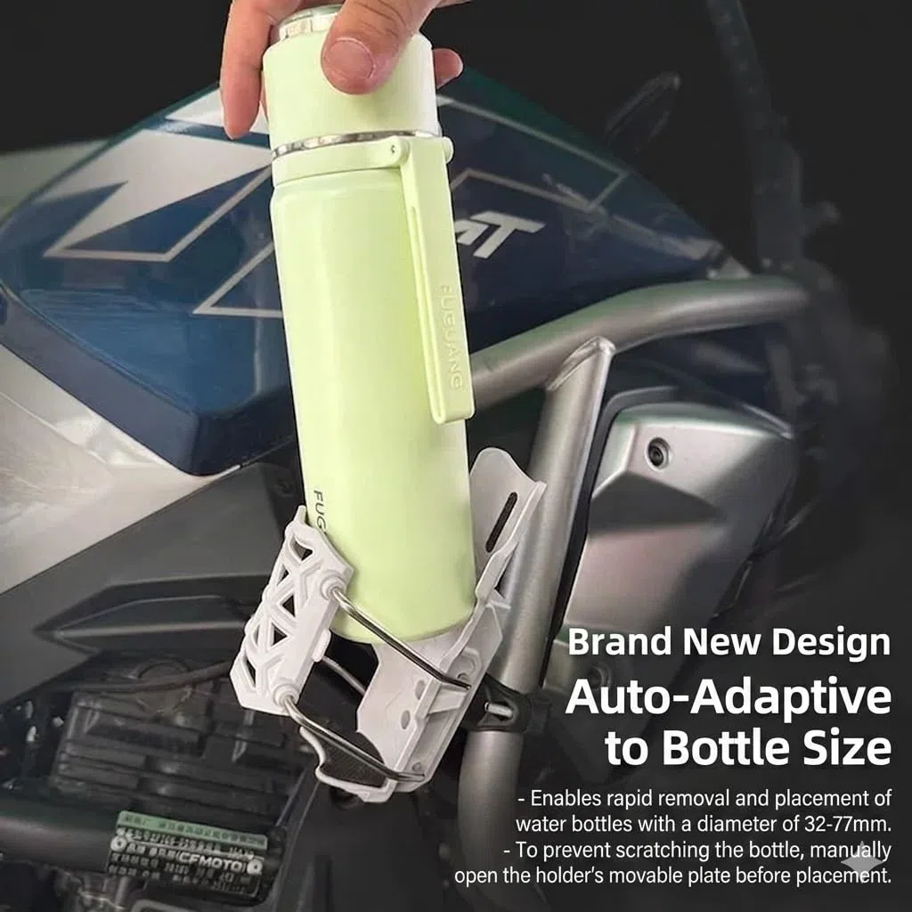Portabotellas Moto Ajustable para GasGas SM 700 (2022-2026), Portabebidas Manillar Resistente Soporte Botella Agua Nylon Acero Inoxidable,White