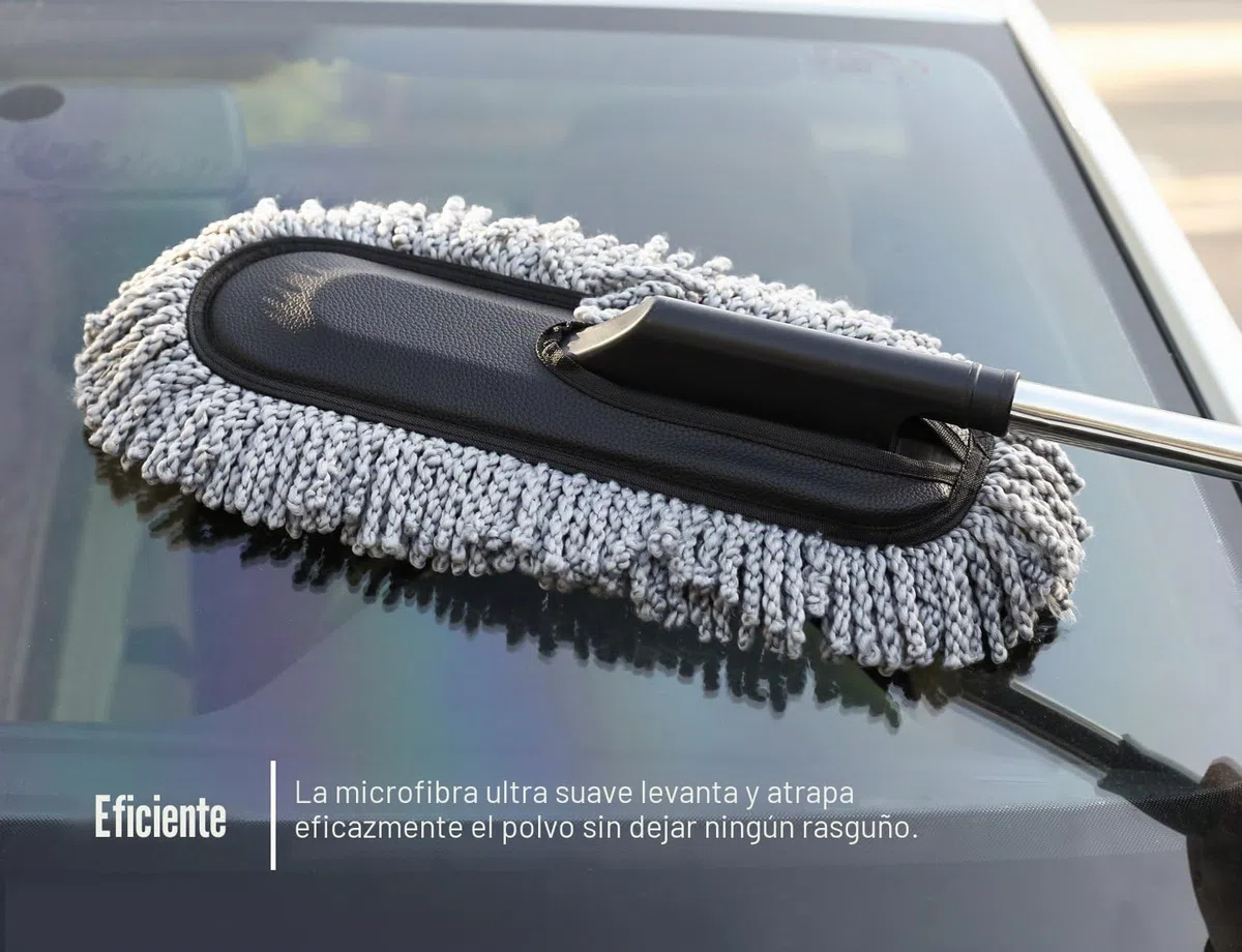 Moko Plumero de Coche, Cepillo Multiusos para Lavado de Coche, Exterior e Interior, Plumero de Microfibra con Mango Extensible para Limpieza, Color Gris