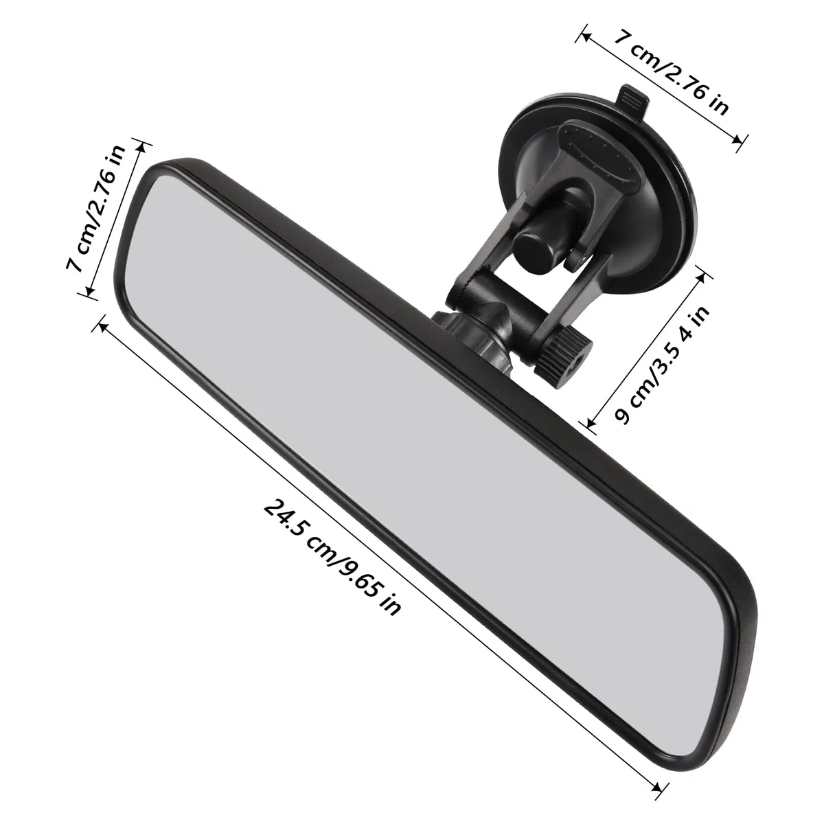 Espejo Retrovisor Panorámico Plano Blanco de 24,5 cm con Ventosa, Espejo Retrovisor Coche Interiores Universales para Automóvil, SUV y Camiones