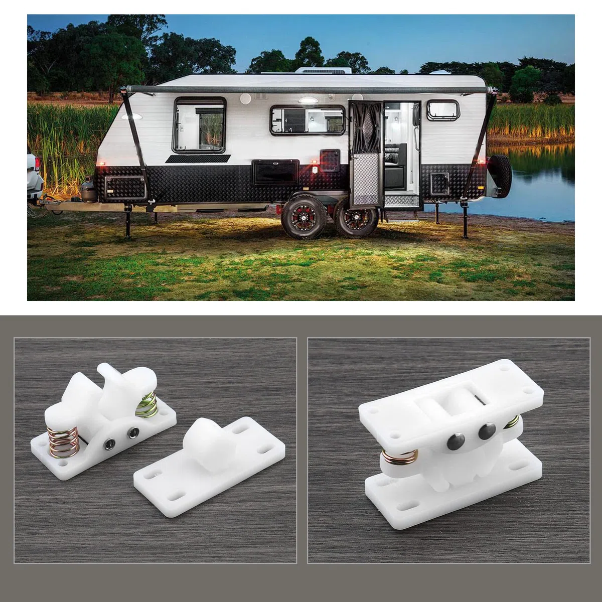Create idea 2 retenedores de puerta de plástico, limitadores de tope de puerta, soporte de retención para caravana, autocaravana, barco, caravana, caravana, caravana, caravana, accesorios de muebles,
