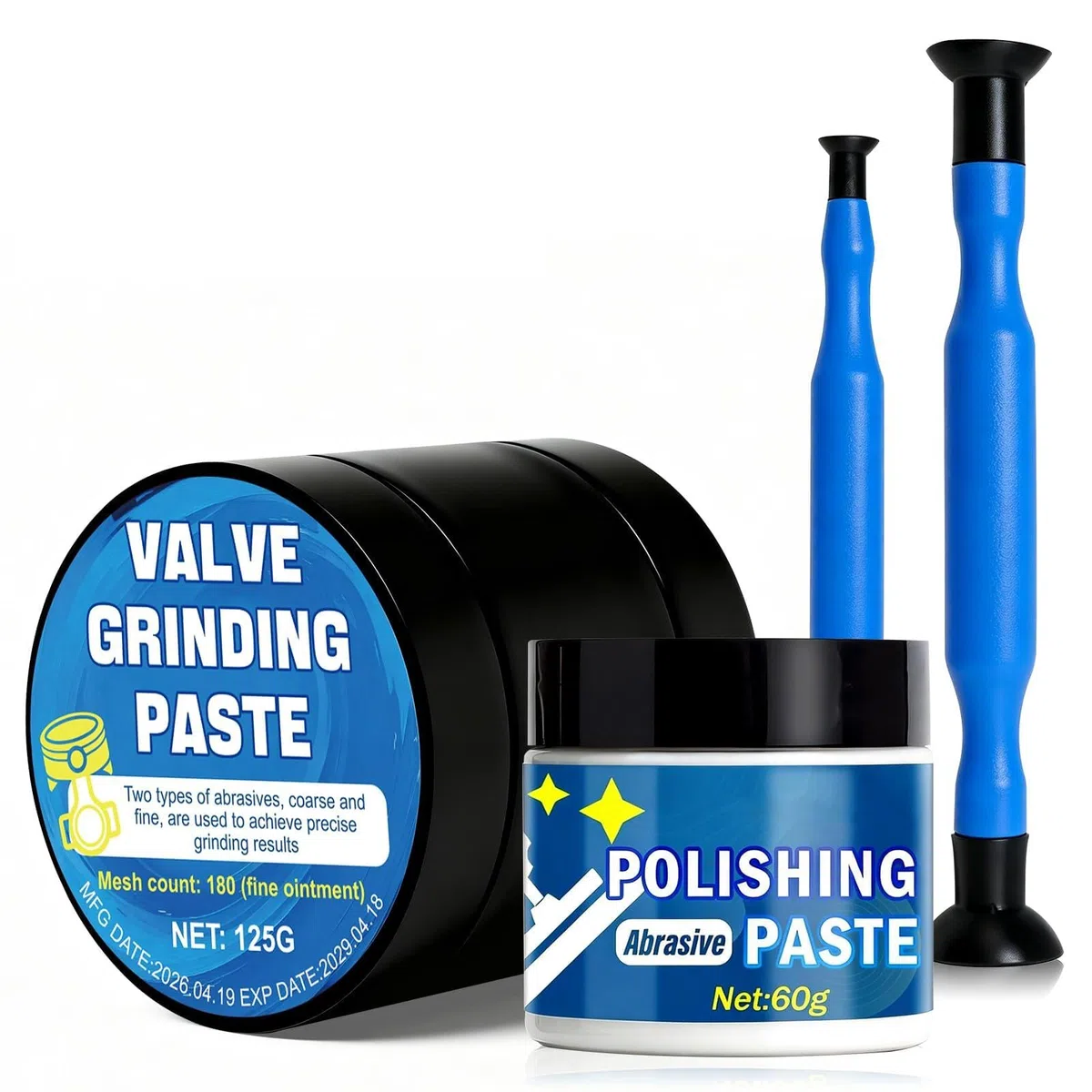 Pasta Esmerilar Valvulas, 125 * 2 Kit de Esmerilado para Válvulas, 60g Pasta de Pulir, Varios Coches, Motocicletas, Maquinaria Agrícola, Motores