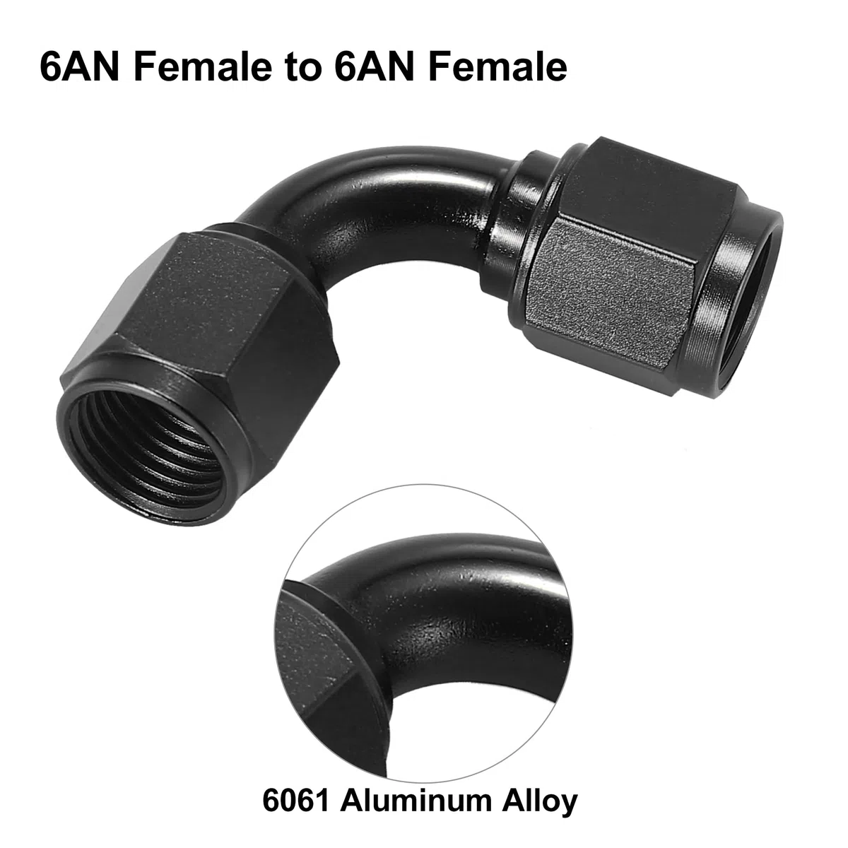 X AUTOHAUX AN6 90 Grados para Coche Hembra Giratorio Acoplador Combustible Aceite Manguera Acoplamiento Negro