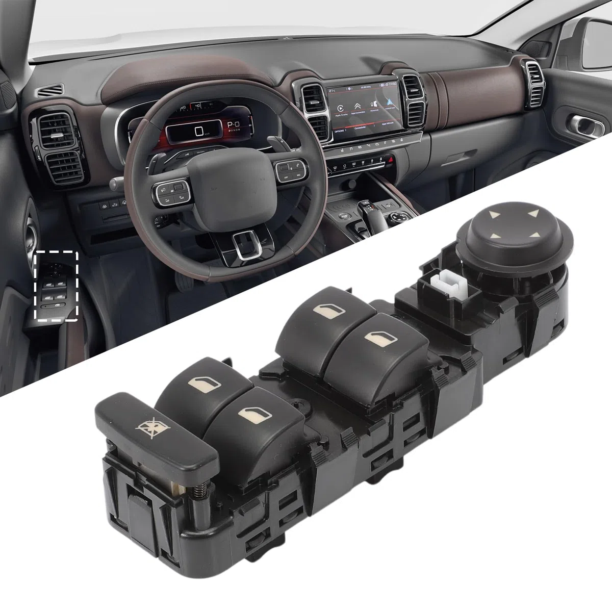 Botonera Interruptor Elevalunas para Citroen C5,Konuooer Interruptor de mando Elevalunas Puerta Delantera Izquierda para Citr0-en C8 807 96332289ZF 6554.HQ