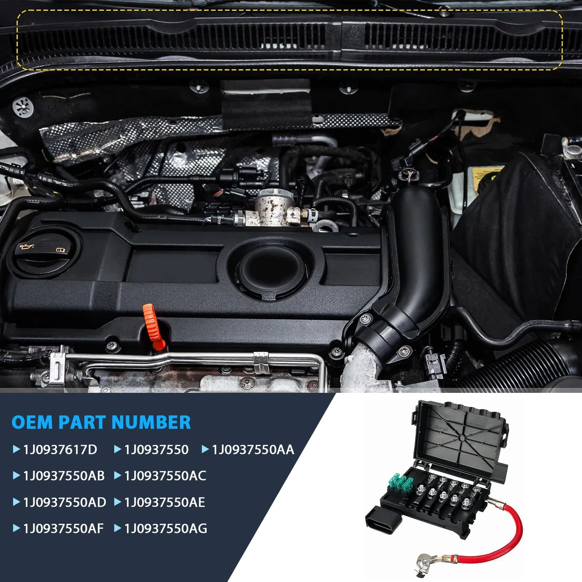 Caja de fusibles para batería, portafusibles, repuesto para A3 8L1 1996-2003 Toledo II Leon I Ibiza III Golf IV, Número de pieza 1J0937617D 1J0937550A