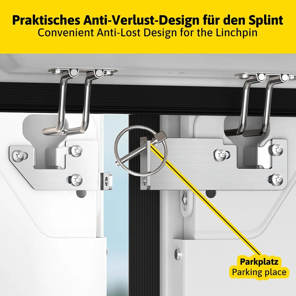 Siegvoll Bloqueo de Puerta Trasera Antirrobo para H1/H2 Techo - sin Taladrar Puerta Trasera Prick Stop Dispositivo con Pasador Plegable Mejorado, Accesorio Autocaravana para Fiat Ducato, Jumper, Boxer