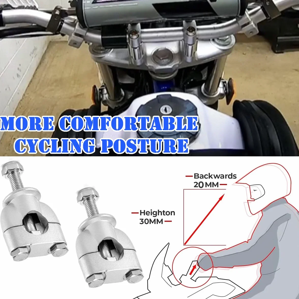 ZAMDOE Elevadores de Manillar de Motocicleta de 7/8" (22 mm), Abrazadera Universal de Montaje para manillares, Adaptador para elevadores de Manillar de Motocicleta, Motocross, ATV, Todoterreno