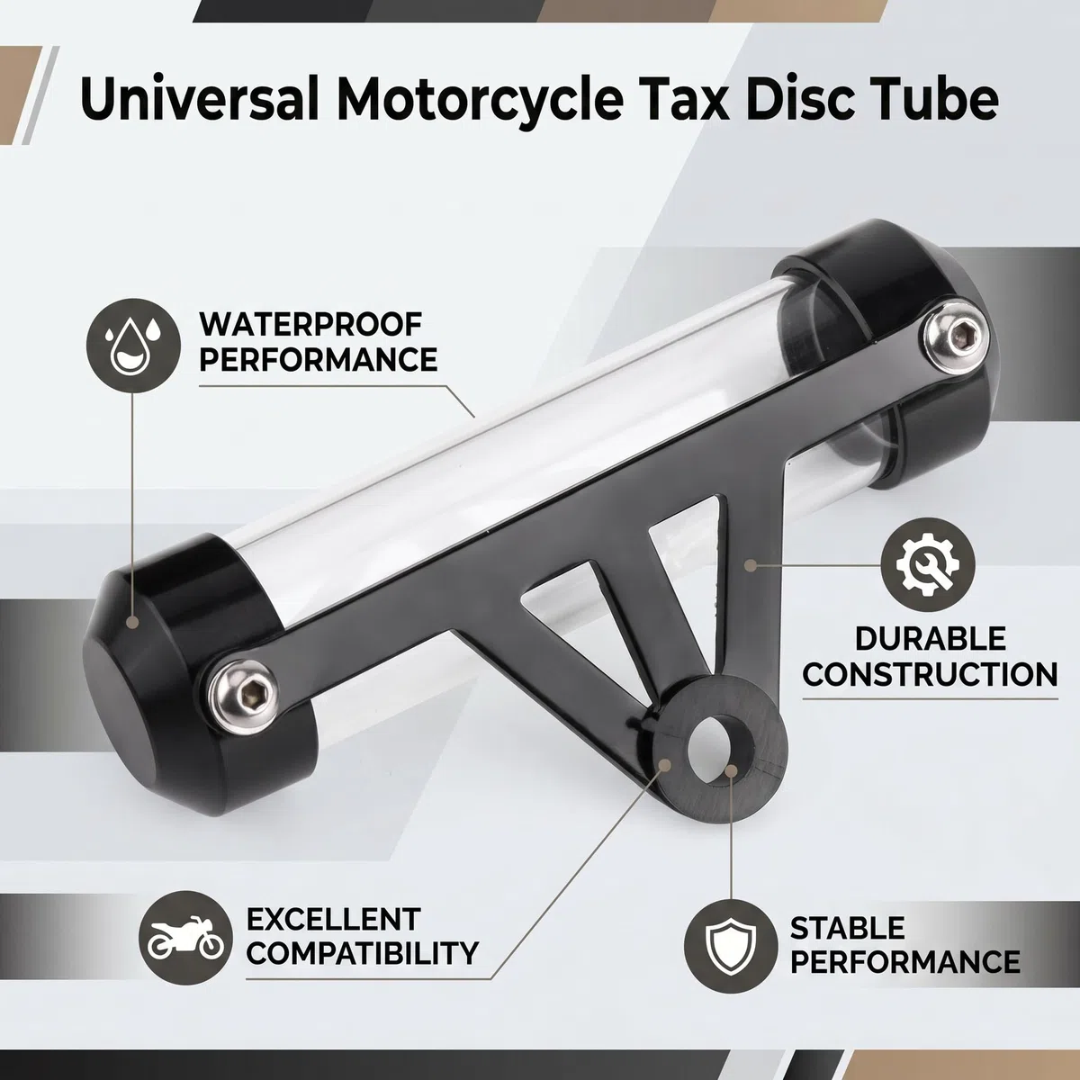 Haofy Universal Motocicleta Motocicleta Seguro Impuesto Disco Tubo Cilíndrico Soporte Marco Impermeable Motocicleta Impuesto Tubo Seguro Disco Titular Motocicleta Impuesto (Black)