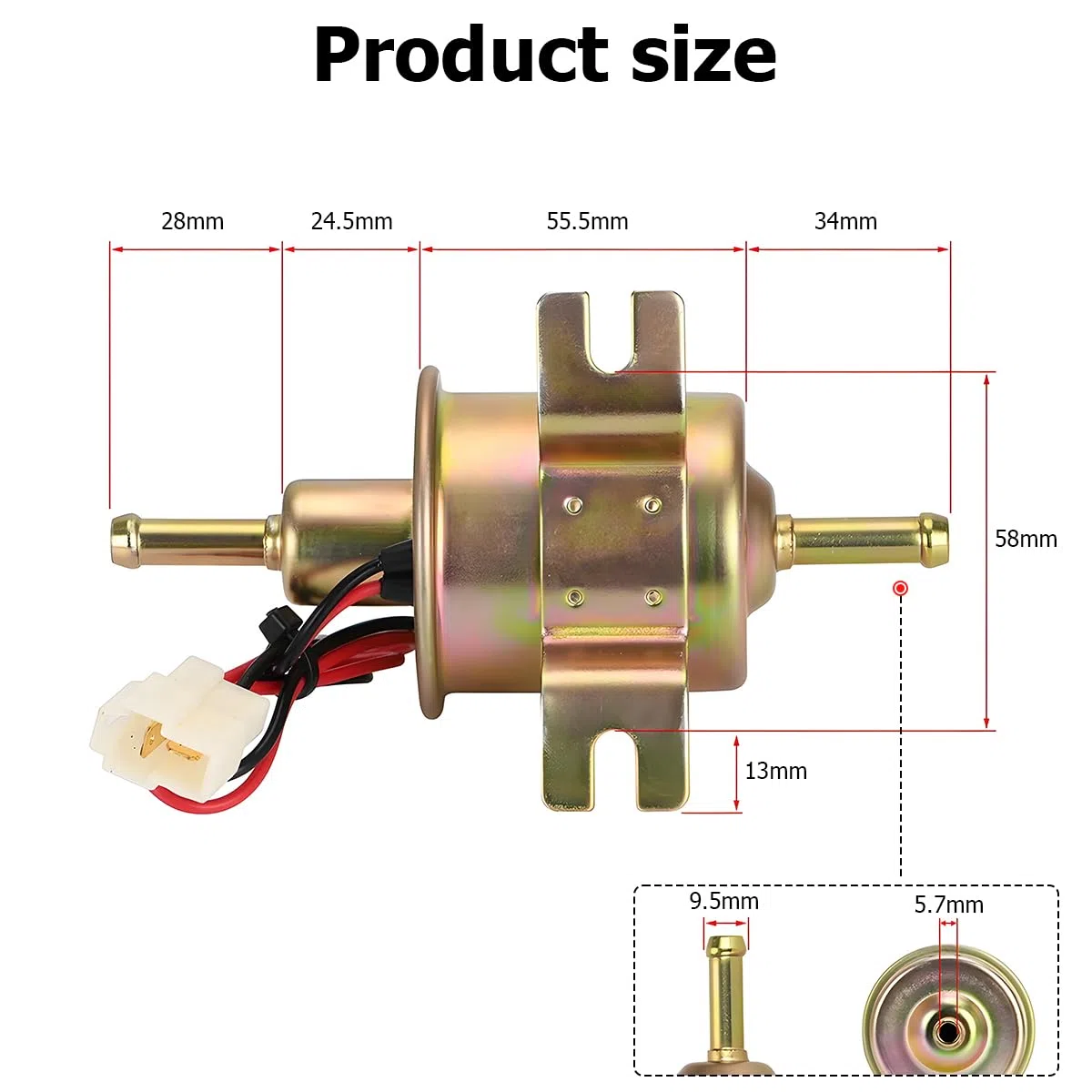 CGEAMDY Bomba De Combustible Eléctrica Universal, Bomba Dosificadora De Combustible, Eléctrica 12V Bombas De Combustible HEP-02A, Para Todos Los Automóviles, Carburador, Gasolina, Diesel (Oro)