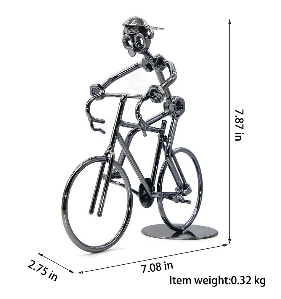 Escultura de metal retro clásica hecha a mano de hierro para bicicleta, decoración única de metal para los amantes de las bicicletas y las motocicletas