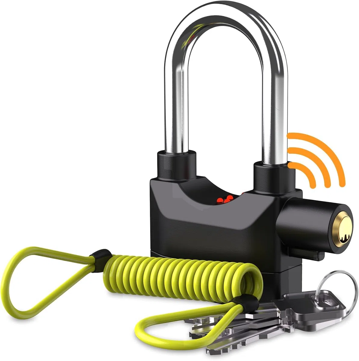 Candado para Moto Alarma 110dB para Antirrobo de Patinetes y Bicicletas - Disco de Freno con Cable Recordatorio de 1.5m y Pilas Incluidas de Acero Inoxidable