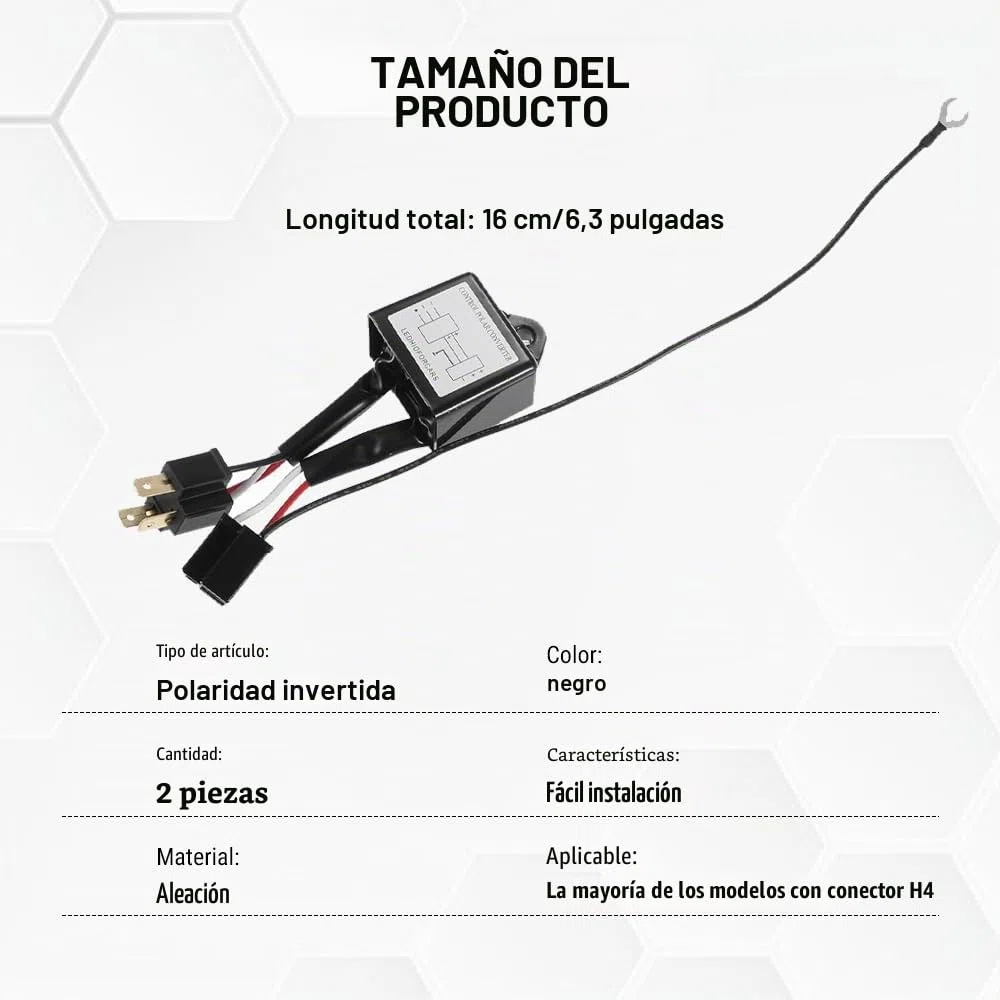 Convertidor de Polaridad, 2 Piezas Convertidor Negativo de Aleación LED, Adaptador de Arnés de Interruptor Negativo, Inversor Polaridad para H4