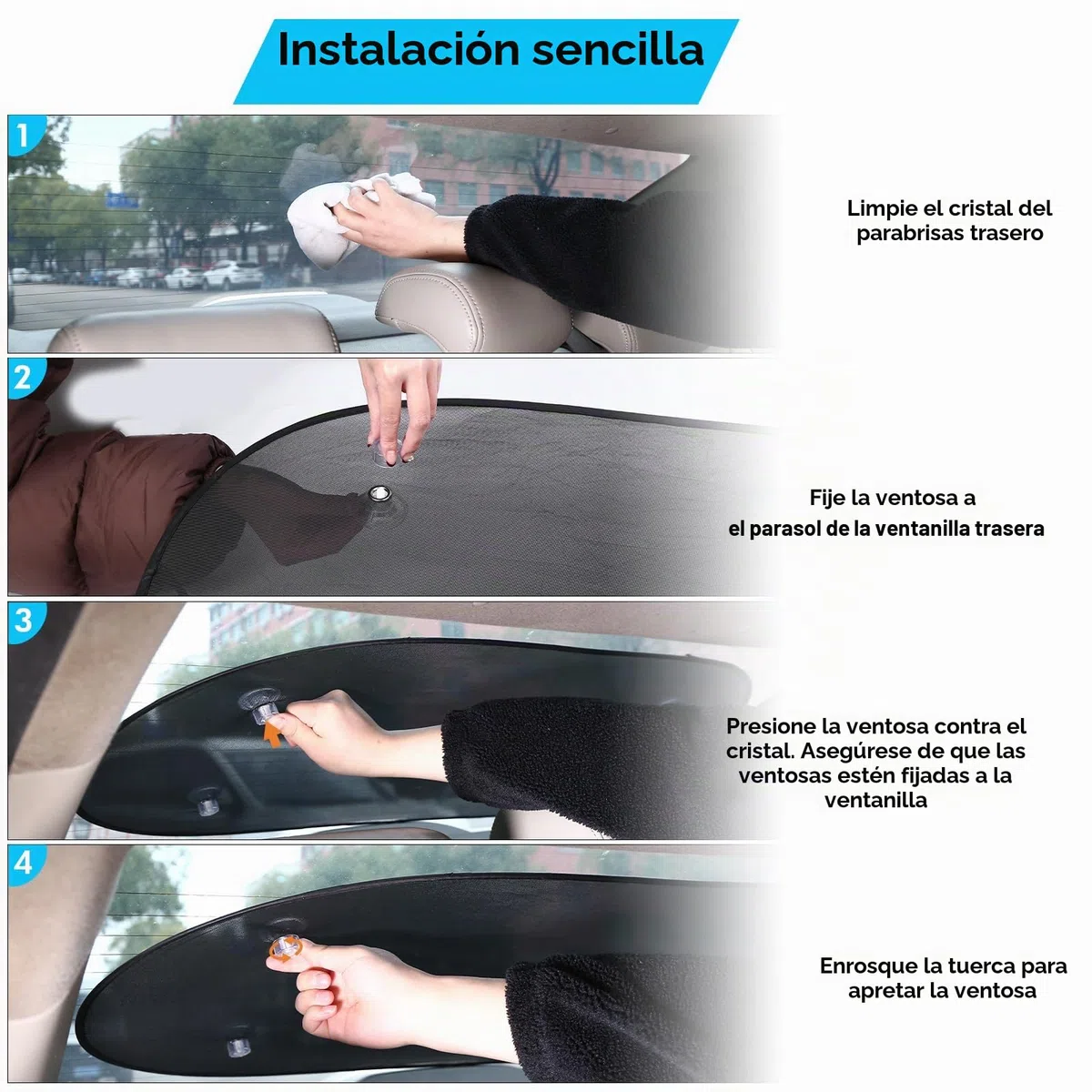 ZATOOTO Parasol Coche Trasera, Parasol Trasero con Potente Ventosa, Visera de Malla para Ventana Trasera, Protección UV, 100 x 40 cm
