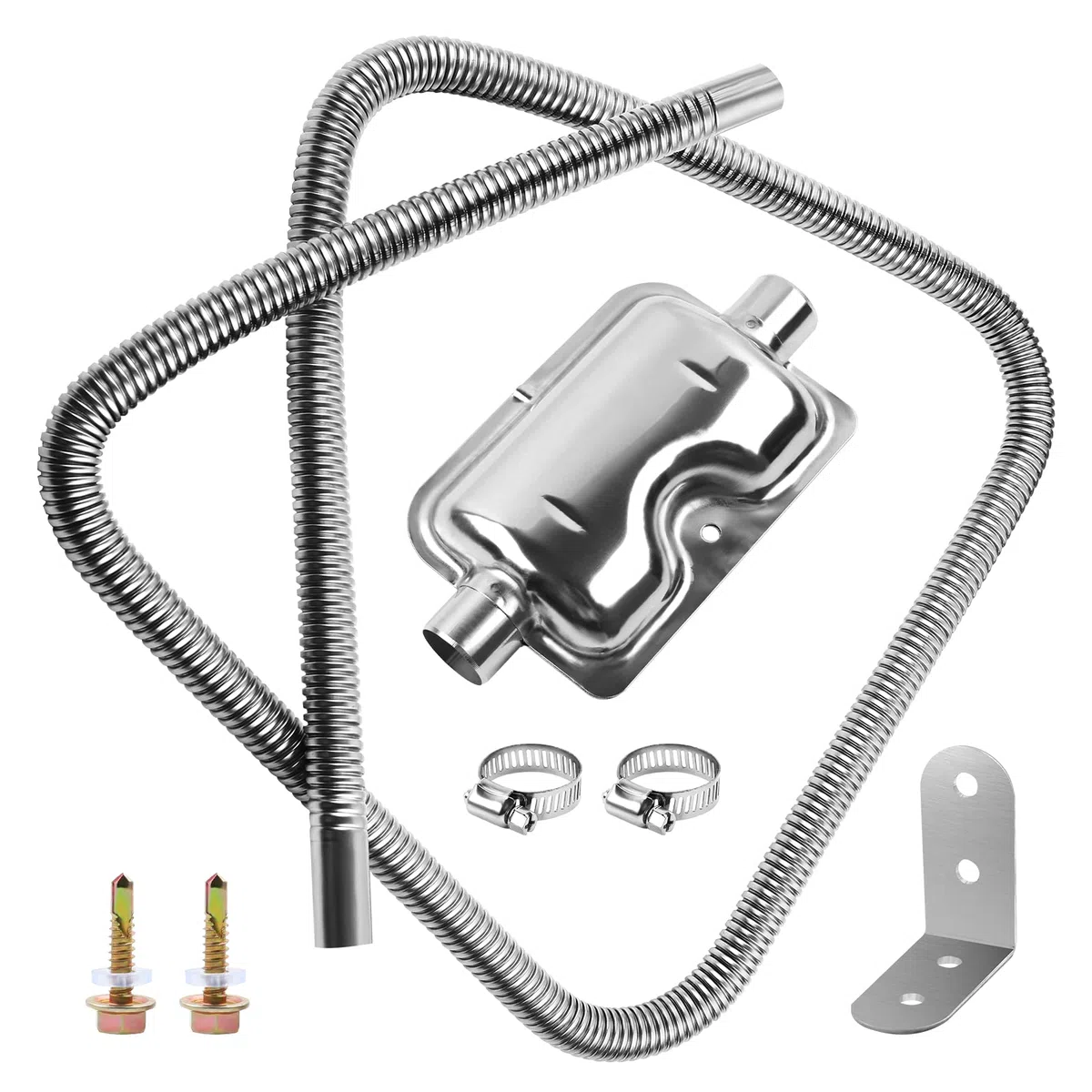 Manguera de escape de 200 cm para generador de electricidad con silenciador, tubo de escape de acero inoxidable para auto, tubo de escape del tanque de combustible para calefacción de