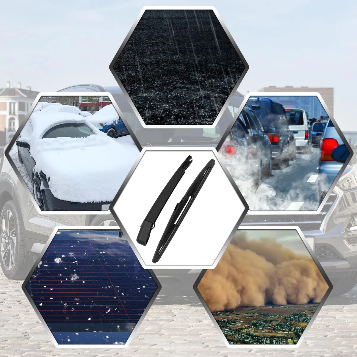 Limpiaparabrisas Trasero de Coche Reemplazo Compatible con Hyundai Tucson 2017-2020, Juego de Brazo y Hoja de Kit de limpiaparabrisas Trasero de Coche Impermeable