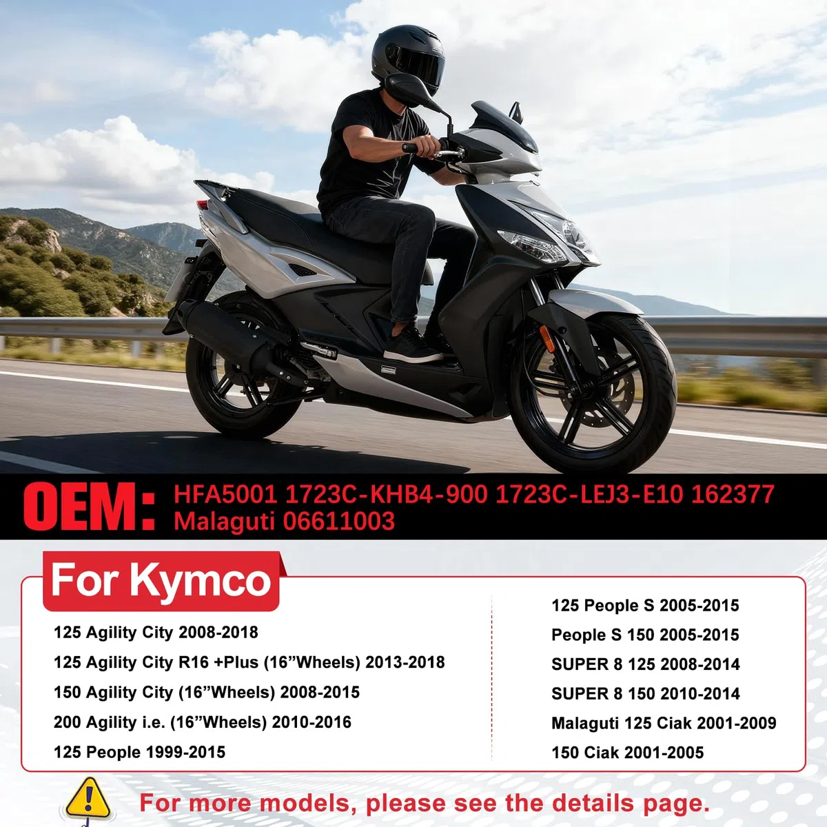 HFA5001 Filtro de aire para Kymco 125 150 Agility City people S super 8 200 Agility i.e 200i People S Malaguti 125 150 Ciak 200 Ciak Master 1723C-KHB4-900 06611003 1723CLEJ3E10