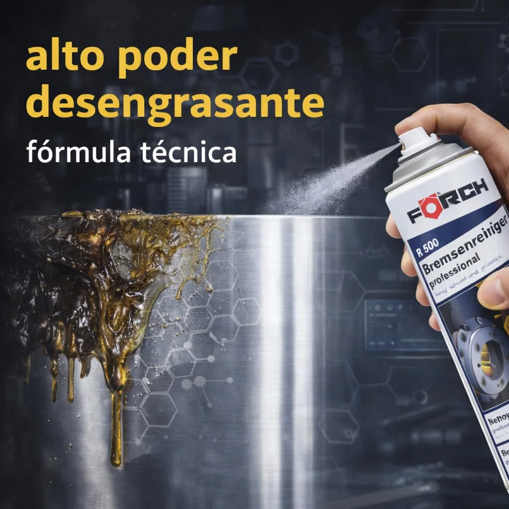 FORCH Limpia Frenos Profesional en Spray – R500 500 ml – Desengrasante Potente, Secado Rápido, Sin Residuos para Discos, Pastillas y Componentes Mecánicos (4)