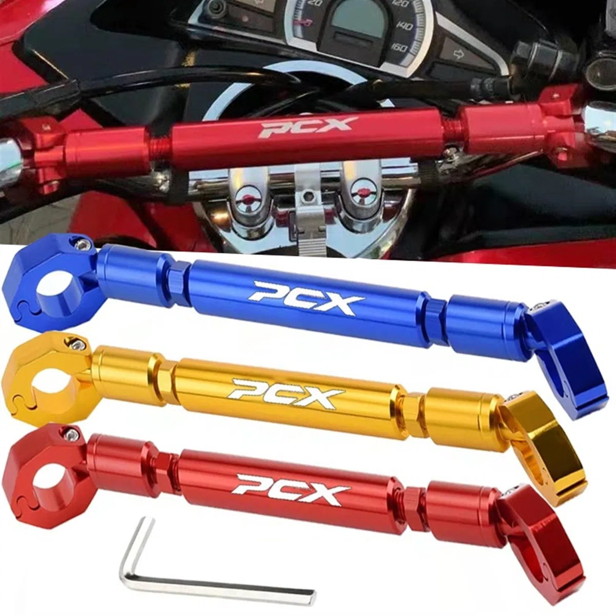 Genérico Accesorios for Motocicletas Barra de Equilibrio for Manillar de Motocicleta multifunción Ajustable Compatible con PCX 125 150 160 PCX125 PCX150 PCX160