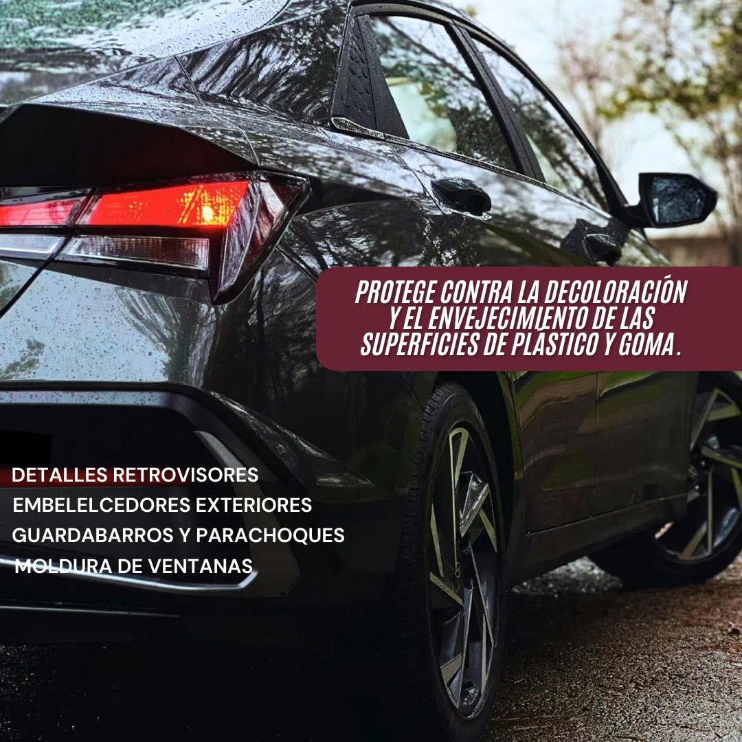 Renovador de plásticos y Gomas para coches | Restaurador de plásticos automoviles | Restaura gomas envejecidas Recupera brillo interior y exteriror | abrillantador de goma, caucho y plastico 500 ml