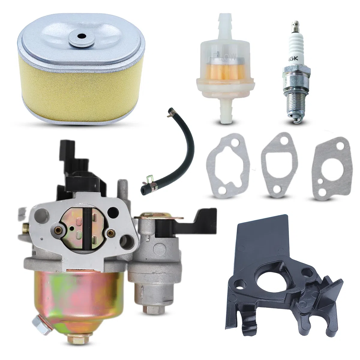 Carburador para Honda GX160 GX200 GX168 GX140 GX120 5,5 CV 6,5 CV para bomba de agua limpiador de alta presión con filtro de aire, protector de calor carburador, tubo de aceite, bujía